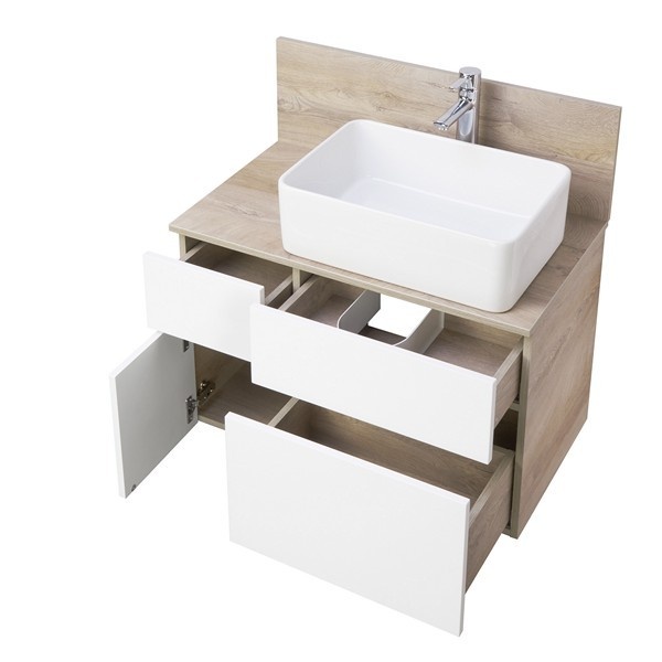 Тумба с раковиной Mila 50 и столешницей Aquaton Мишель 80 белый-светлое дерево 1A2445K3MIDU0 - 2
