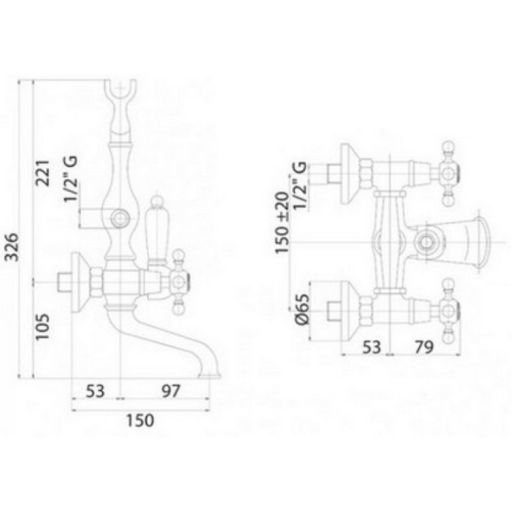 Смеситель для ванны Cezares Golf  GOLF-PBV-01-M - 1