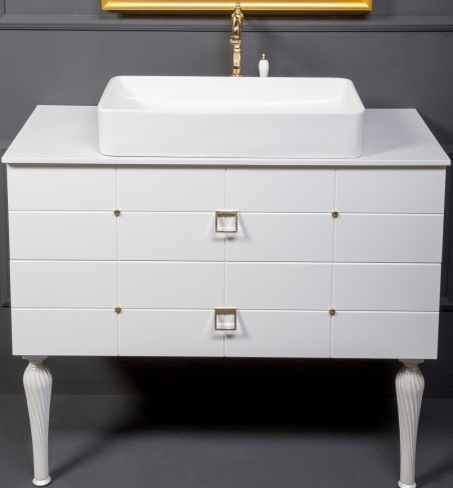 Тумба под раковину Armadi Art Vallessi Avangarde Piazza 80 белый - золото 841-080-WG - 1