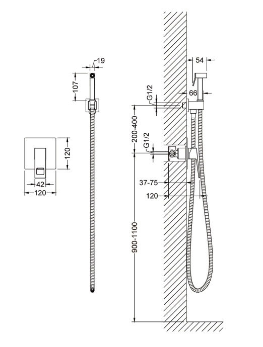 Смеситель встроенный с гигиеническим душем Timo Briana 7189/17SM золото матовое - 1