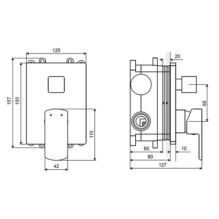 Смеситель для душа встраиваемый Excellent Pride хром AREX.4045CR - 2