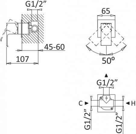 Смеситель Cezares Porta DIM NOP для душа PORTA-DIM-NOP - 1