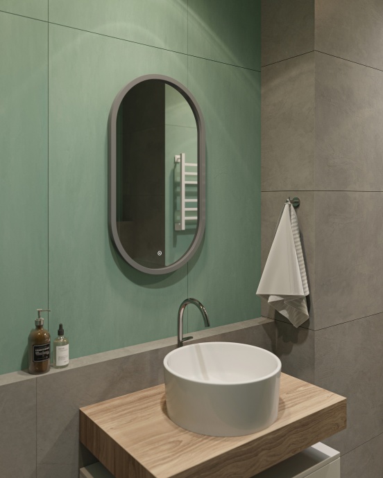 Зеркало DIWO Казань 45 серое, с подсветкой, овальное, в стиле лофт, сенсорное управление ЗЛП1721 - 4