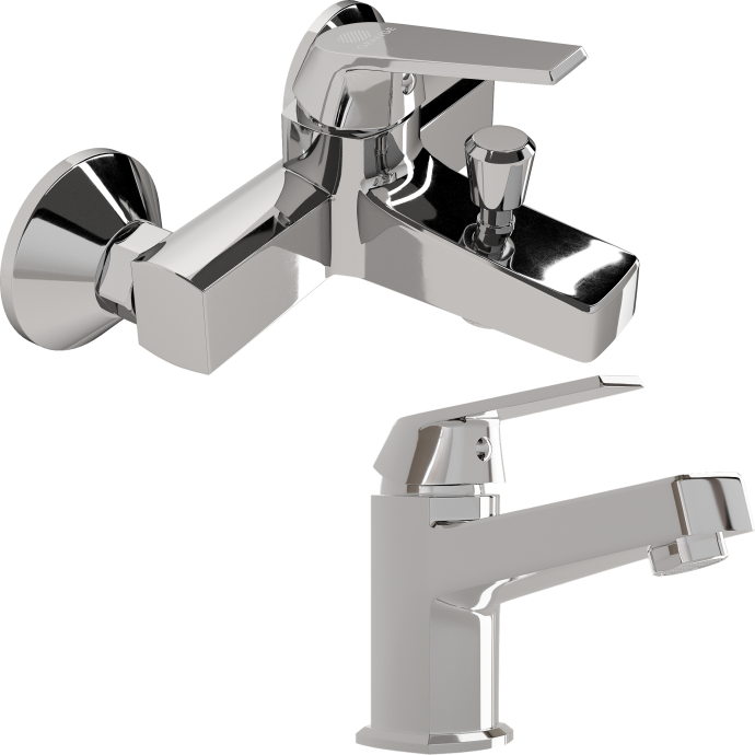 Комплект Смеситель для раковины SM-02cr + Смеситель для ванны с душем SM-03cr 566160 - 0