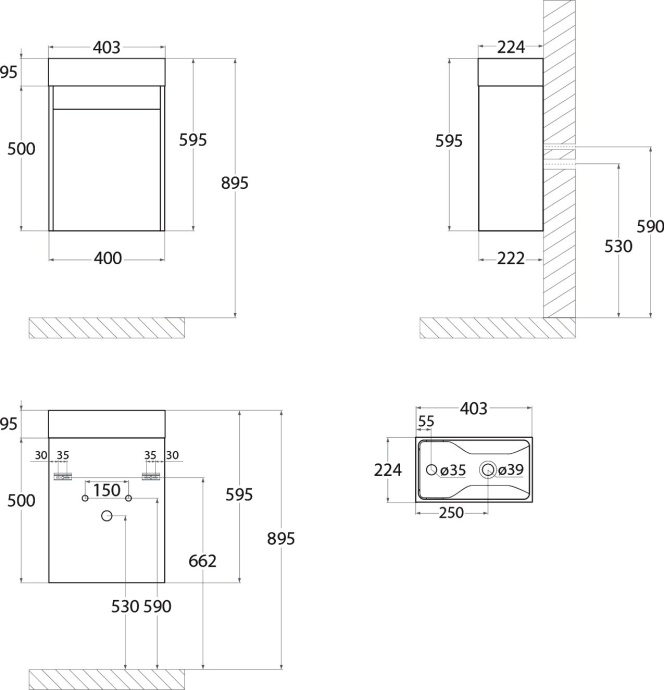 Тумба для комплекта Art&Max Family R, 40, подвесная, Pino Bianco Family-400-1D-SO-PB - 3