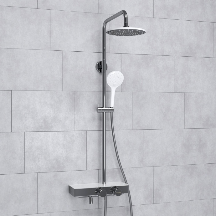 Душевая система WasserKraft 22.5 С термостатом хром - белый A113.067.155.CH Thermo - 1
