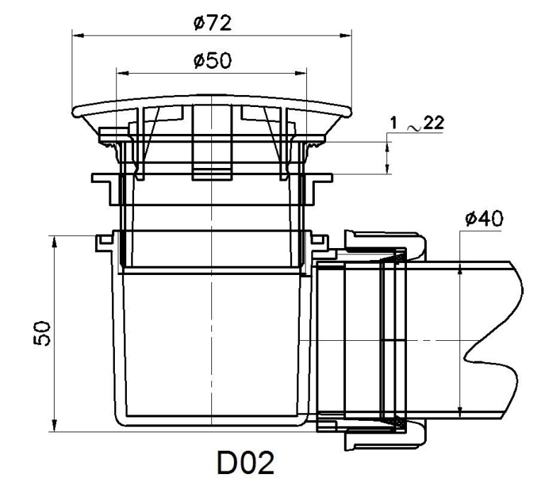 Сифон QYD-02 хром Ø 50 мм 18241102-01 - 1