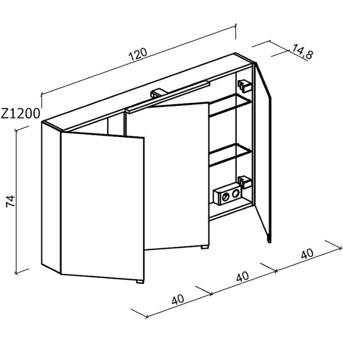 Зеркало-шкаф Sancos Hilton 120х74 с подсветкой Z1200 - 4