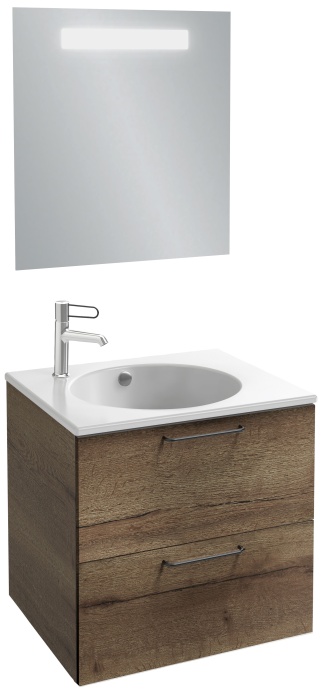 Тумба для комплекта Jacob Delafon Odeon Rive Gauche 60 дуб табак, 2 ящика, ручки черные EB2520-R9-E52 - 1