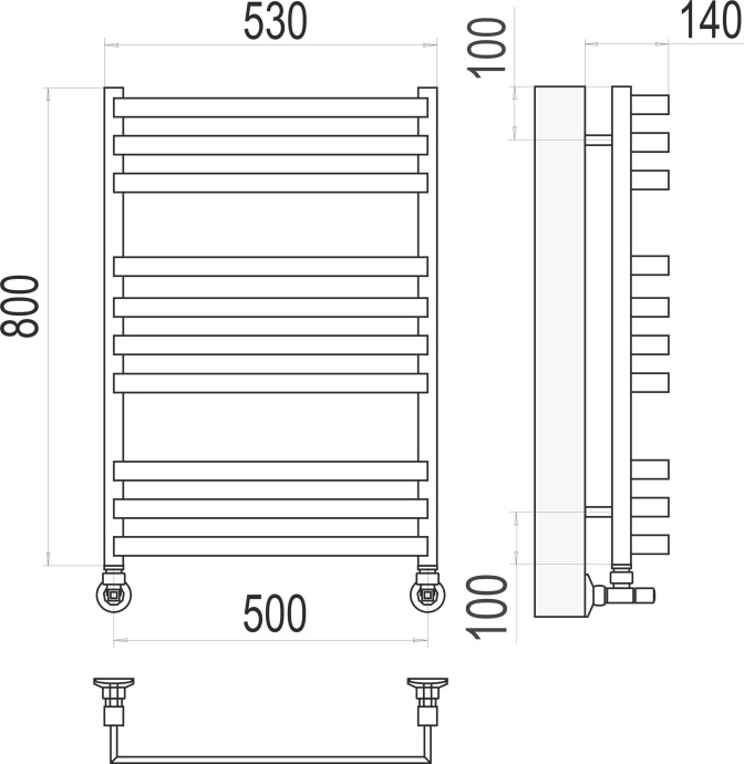 Водяной полотенцесушитель Terminus Рид П10 500х800 Хром 4670078513434 - 2