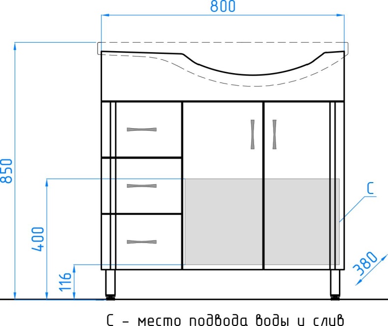 Тумба для комплекта Style Line Эко Стандарт 82 белая, левая ЛС-00000108 - 4