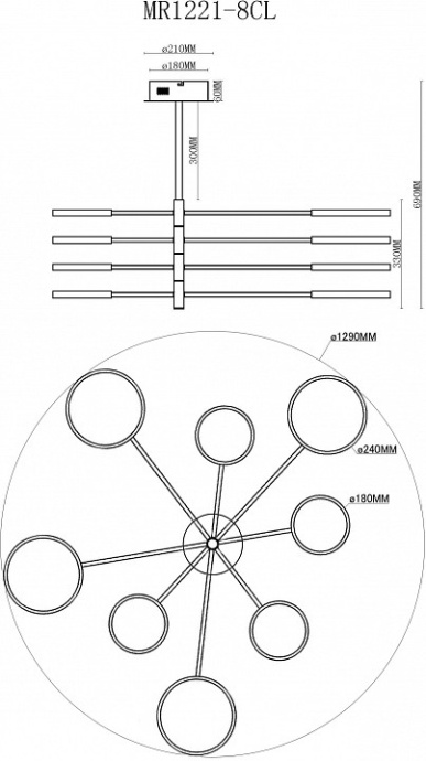Люстра на штанге MyFar Eva MR1221-8CL - 2