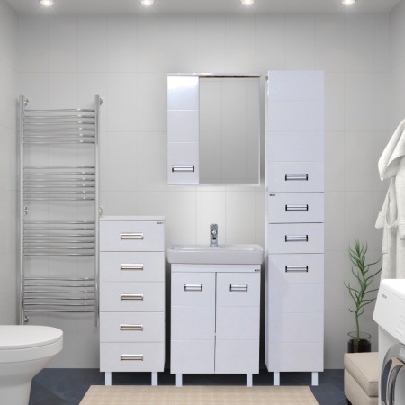 Тумба с раковиной Misty Селена 60 белая глянцевая СО000001652 - 1