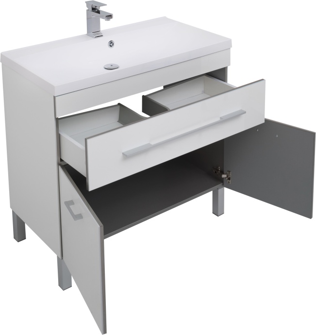 Тумба с раковиной Aquanet Верона 90 белая, 1 ящик, 2 двери - 8
