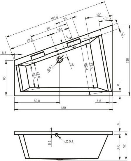 Акриловая ванна Riho Doppio 180 R B033001005 - 1