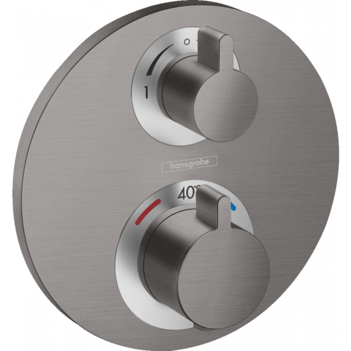 Термостат с запорным/переключающим вентилем Hansgrohe Ecostat S, СМ, шлифованный черный хром 15758340 - 0