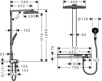Душевая стойка Hansgrohe Rainmaker Select 460 3jet showerpipe 27106400 - 15