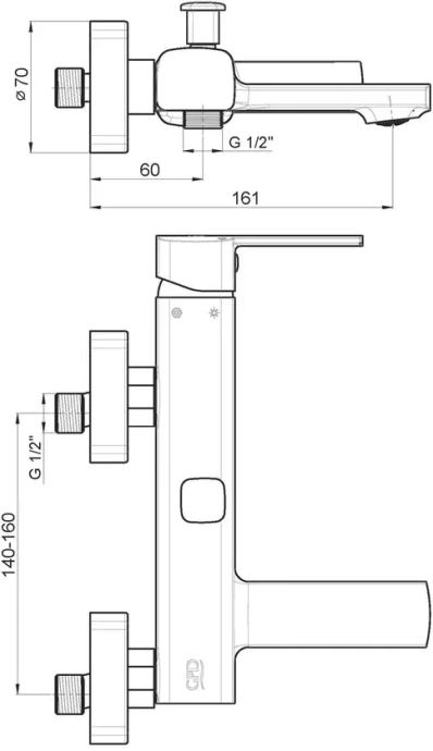 Смеситель для ванны с душем GPD Pedra черный матовый MBB160-S - 1