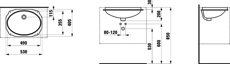 Раковина Laufen Birova 8.1119.1.000.000.1 встраиваемая снизу - 2