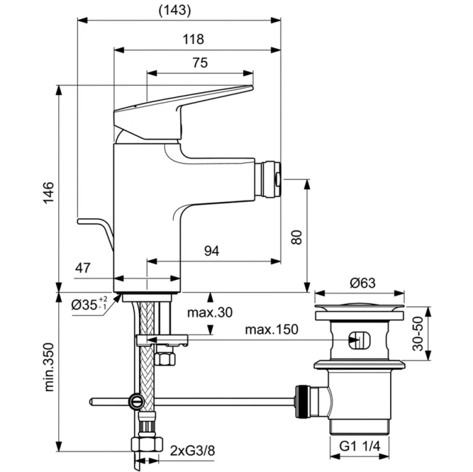 Смеситель для биде Ideal Standard Ceraplan хром BD248AA - 5