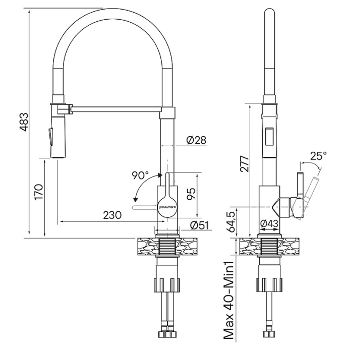 Смеситель для кухни Paulmark Halt светлое брашированное золото Ha214021-SBG - 1