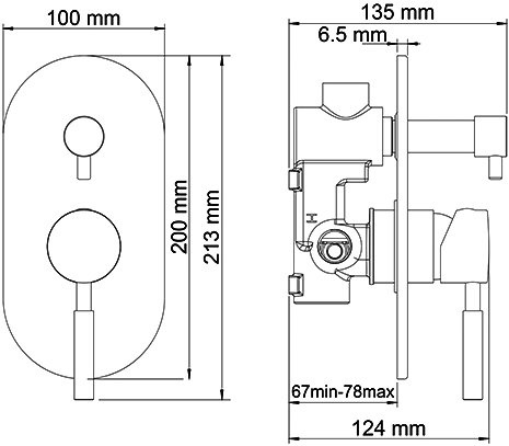 Смеситель Wasserkraft Wern 4241 С ВНУТРЕННЕЙ ЧАСТЬЮ, для ванны с душем - 1