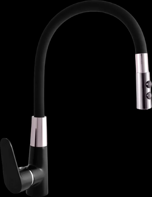 Смеситель для кухни Rav Slezak Amur с гибким изливом черный матовый - хром AM719.5/12CMATC - 0