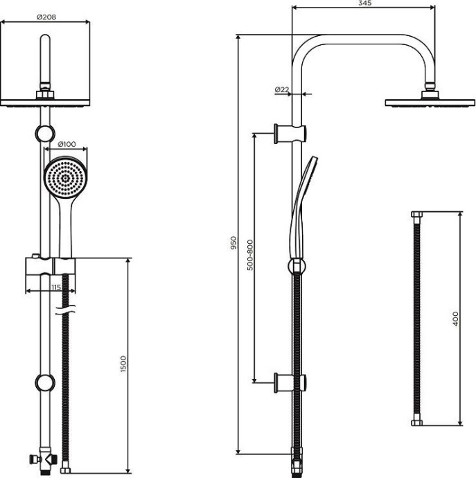 Душевая стойка Dorff Comfort без смесителя, черный D0708000BL - 3