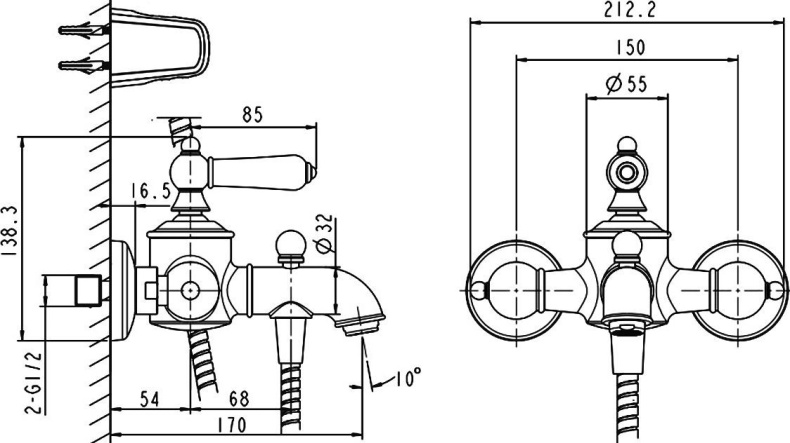 Смеситель Bravat Art F675109G-B для ванны с душем - 2