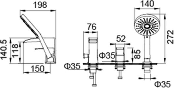Смеситель для ванны с душем, врезной, каскадный Timo Lumi 4210/00Y хром - 1