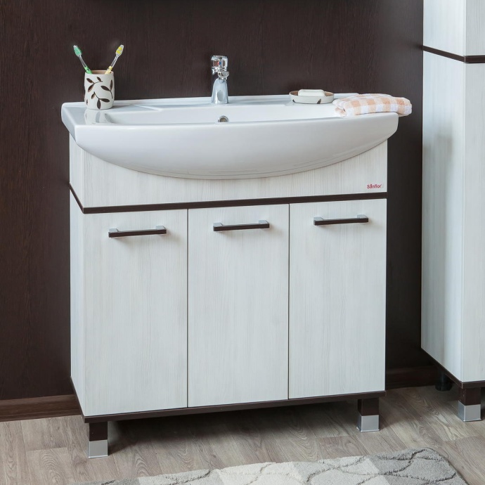 Тумба с раковиной Sanflor Толедо 85 венге, северное дерево светлое - 0