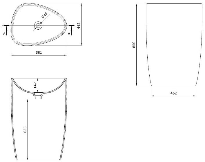 Раковина напольная Allen Brau Infinity 86х58 белый 4.21016.20 - 1
