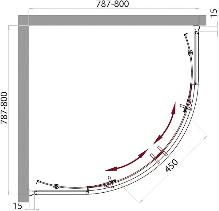 Душевой уголок BelBagno Uno R 2 80 P Cr UNO-R-2-80-P-Cr - 5