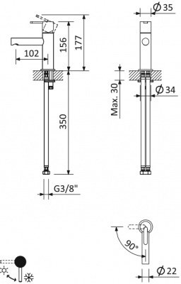 Смеситель для раковины Cezares Leaf хром, глянцевый  LEAF-LSM1-L-01-W0 - 1