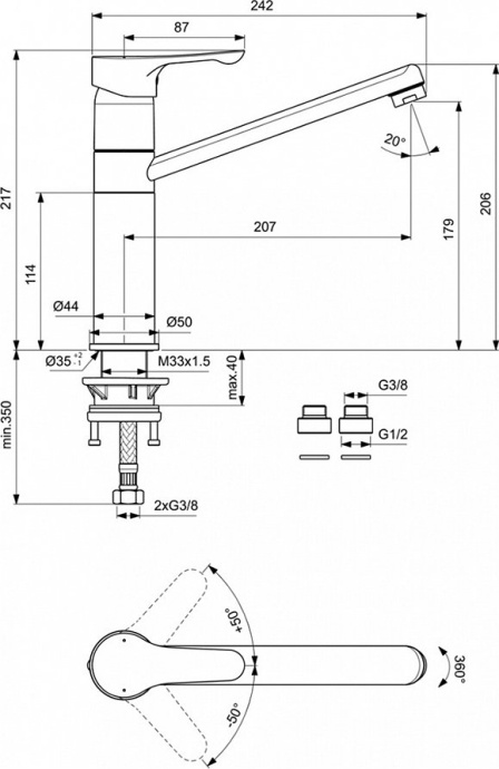 BA418AA WAVE Смеситель для кухни - 1