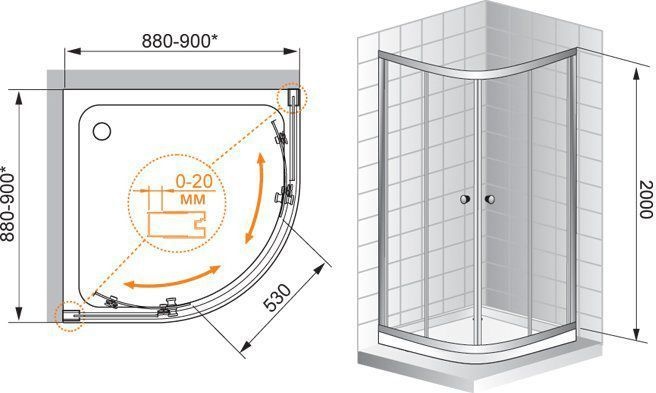 Душевой уголок Cezares Anima W R2 90 C Cr IV ANIMA-W-R-2-90-C-Cr-IV - 4