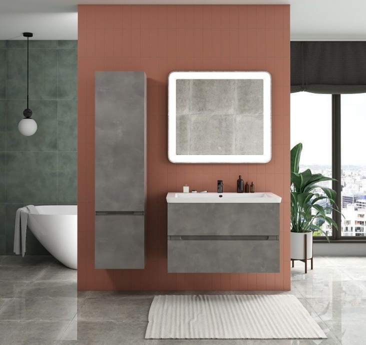 TECHNO Шкаф подвесной, фасады асимметричные, АЙС Какао 400x300x1600, AM-Techno-1600-AC-SO-FC305-L - 0