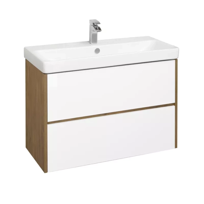 Тумба с раковиной Aquaton Сканди 90 белый - светлое дерево 1A2519K0SDZ90 - 0
