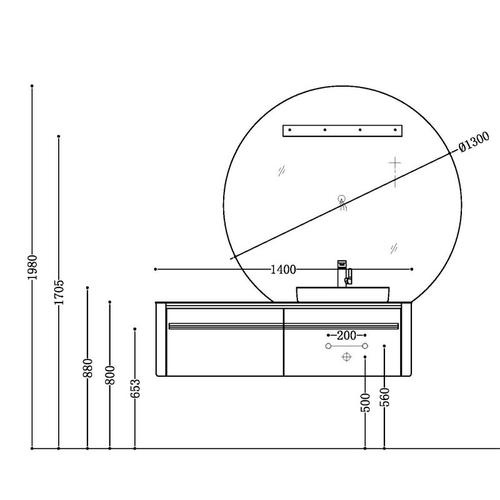 Тумба с раковиной Black&White Universell 140 серая правая 9151401 - 4
