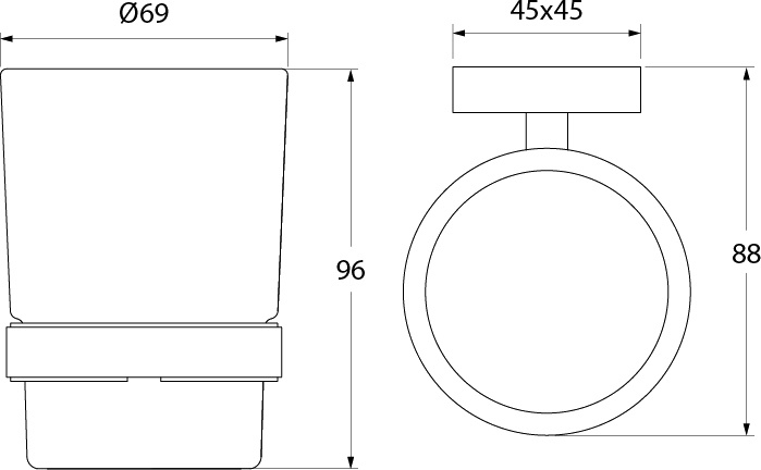 Подстаканник одинарный, матовое стекло, латунь,  Edifice, IDDIS, EDIMBG1i45 - 1