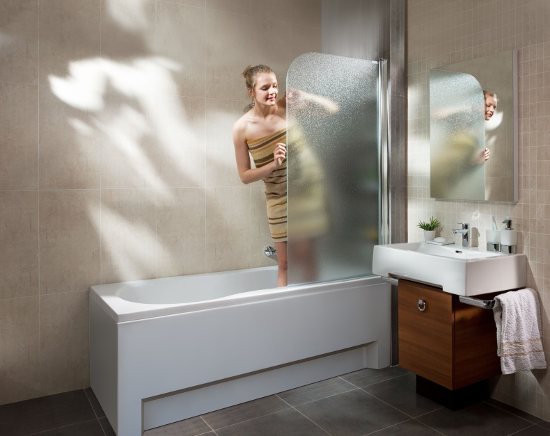 Шторка на ванну Koller Pool Waterfall Line QP93 R Chrome Grape QP93(right) chrome,clear - 2