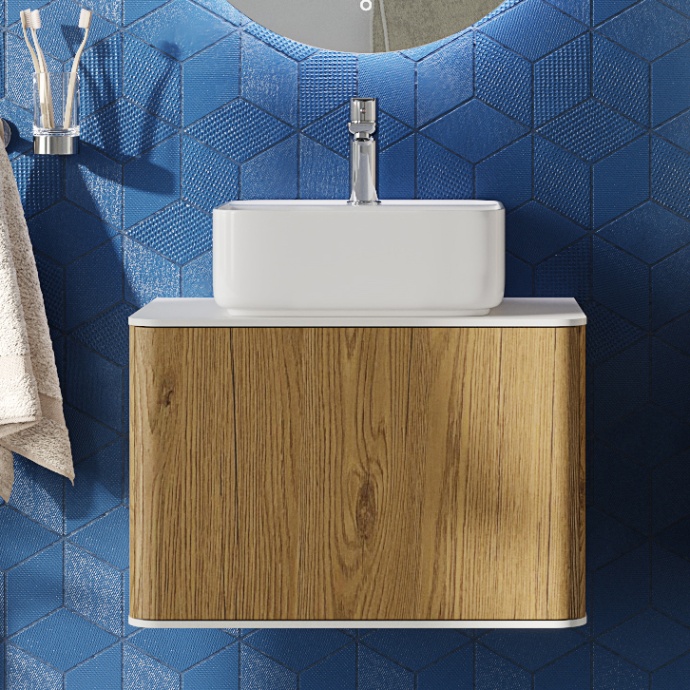 Тумба с раковиной STWORKI Ноттвиль 60 дуб верона, без выреза под смеситель 444538 - 0