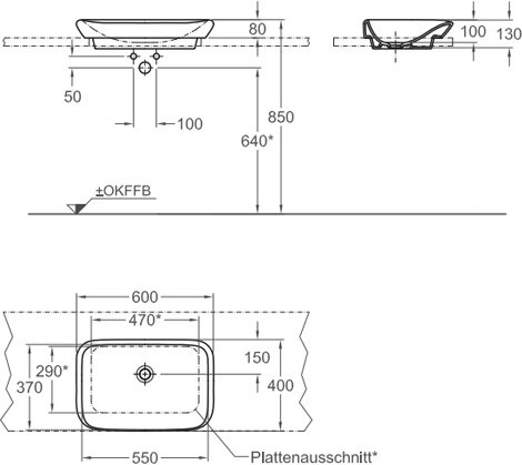 245460600 Geberit myDay Раковина встраиваемая на столешницу 600 мм - 1