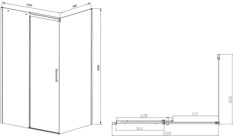 Душевой уголок Vincea Dice 120х80 профиль черный стекло прозрачное VSR-4D8012CLB - 3