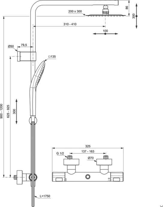 Душевая стойка Ideal Standard Creatherm T50 A7705AA - 6