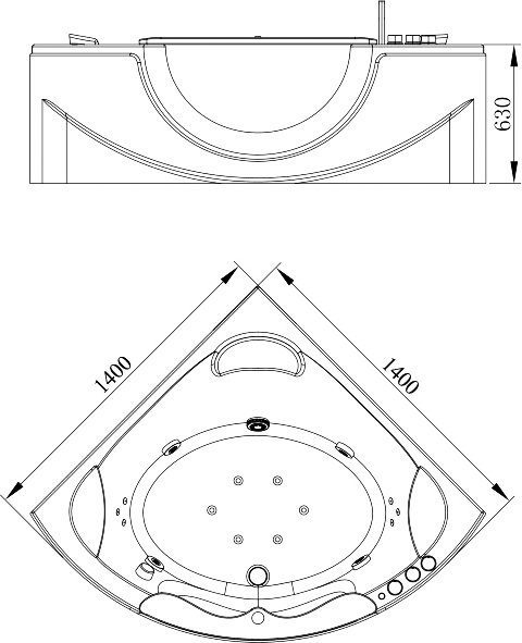 Акриловая ванна Orans OLS-BT65103А 140x140 см 65103A0 - 10