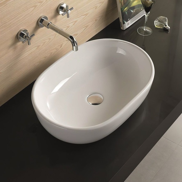 Раковина керамическая накладная AM-5006-X, цвет белый, 480х350х140 - 0