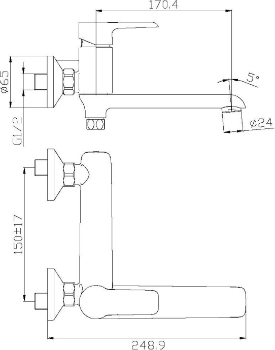 Смеситель для ванны Rossinka  белый, хром  W35-33 - 1