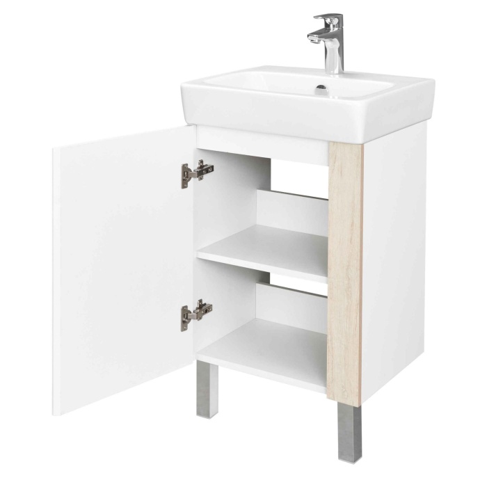 Тумба с раковиной Aquaton Кантри 50 белый-светлое дерево 1A2578K0AHB20 - 2