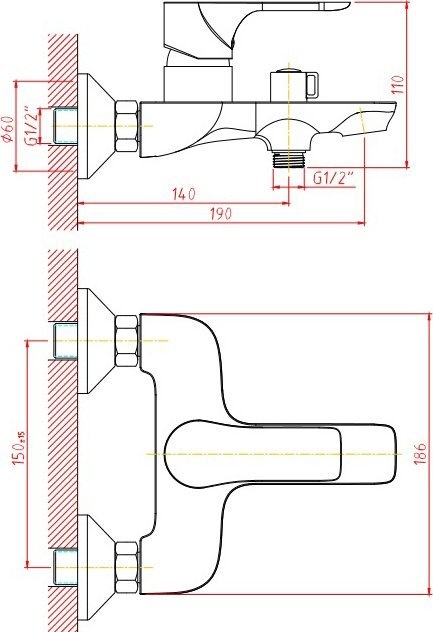 Смеситель Orange Aristo M19-100b для ванны с душем - 4
